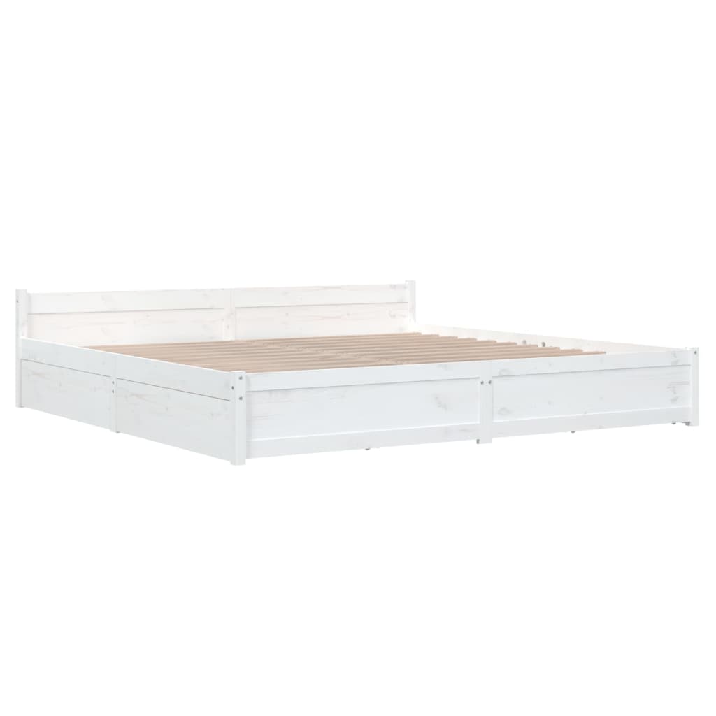 Sengeramme med skuffer hvit 180x200 cm Super King
