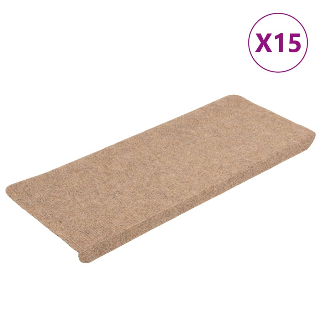 Selvklebende trappematter 15 stk 65x24,5x3,5 cm beige