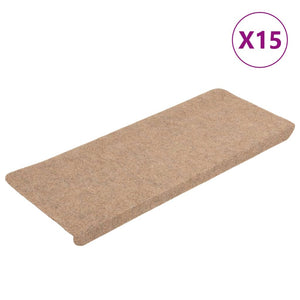 Selvklebende trappematter 15 stk 65x24,5x3,5 cm beige