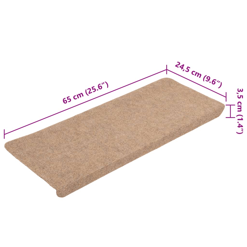 Selvklebende trappematter 15 stk 65x24,5x3,5 cm beige