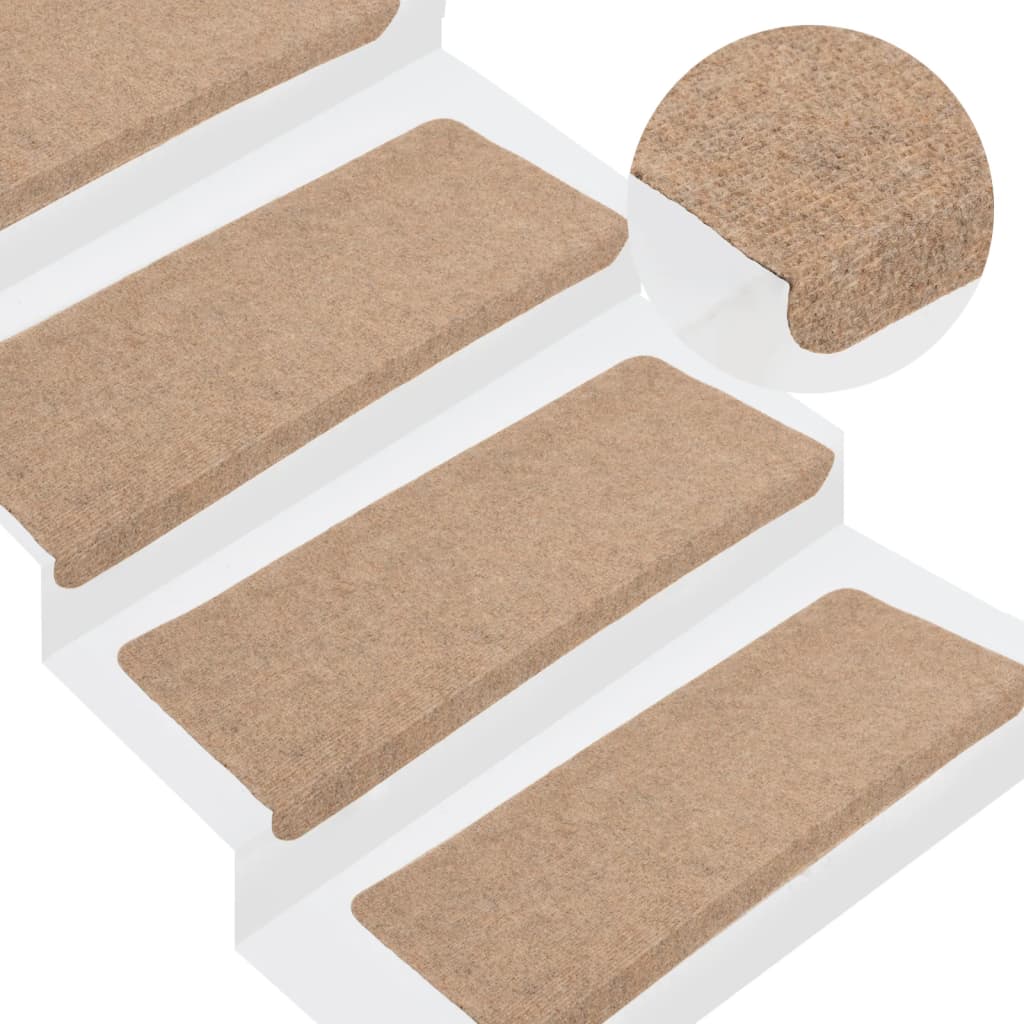 Selvklebende trappematter 15 stk 65x24,5x3,5 cm beige