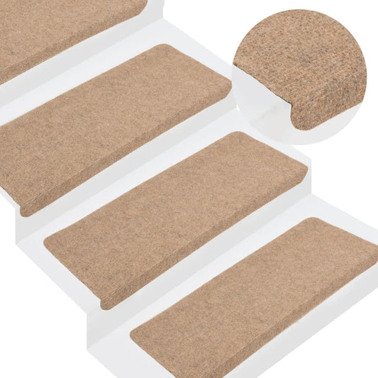 Selvklebende trappematter 15 stk 65x24,5x3,5 cm beige