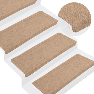 Selvklebende trappematter 15 stk 65x24,5x3,5 cm beige