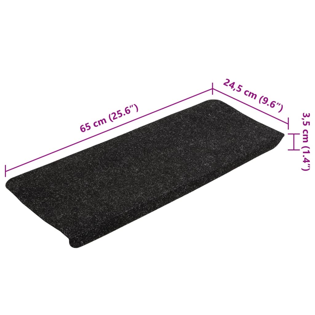 Selvklebende trappematter 15 stk 65x24,5x3,5 cm antrasitt