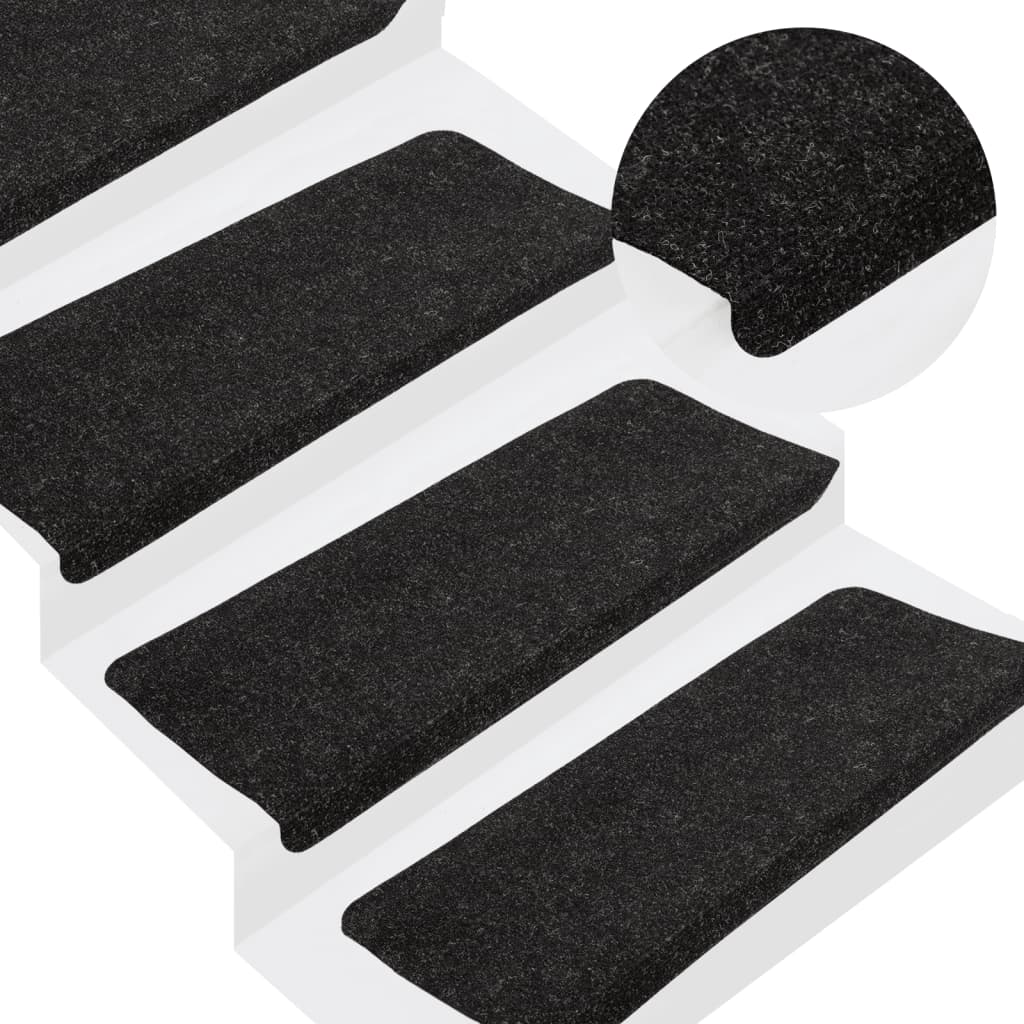 Selvklebende trappematter 15 stk 65x24,5x3,5 cm antrasitt