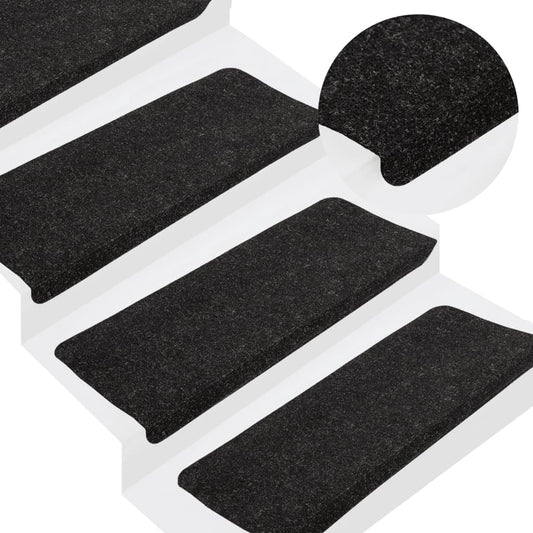 Selvklebende trappematter 15 stk 65x24,5x3,5 cm antrasitt