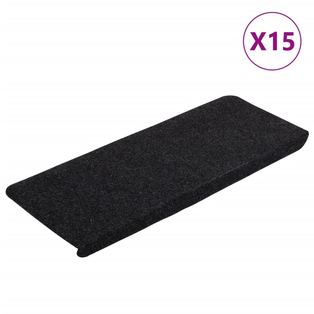 Selvklebende trappematter 15 stk 65x24,5x3,5 cm svart