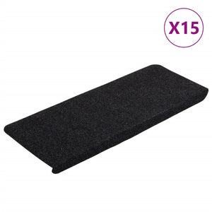 Selvklebende trappematter 15 stk 65x24,5x3,5 cm svart