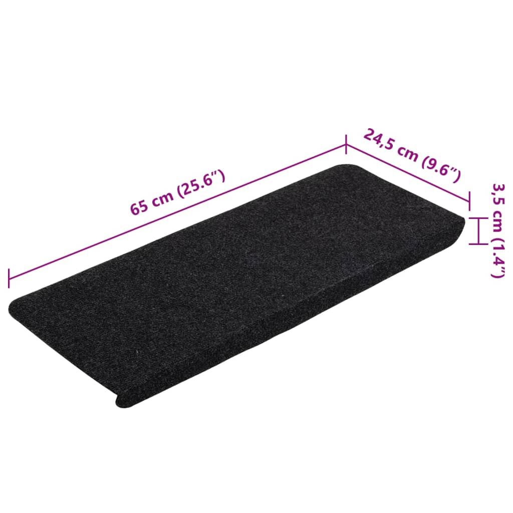 Selvklebende trappematter 15 stk 65x24,5x3,5 cm svart