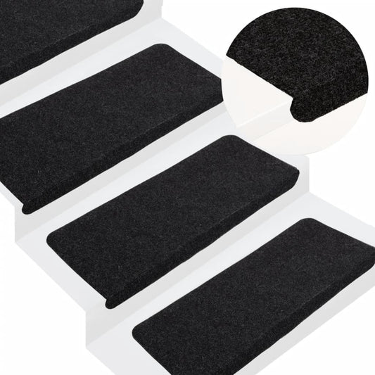 Selvklebende trappematter 15 stk 65x24,5x3,5 cm svart