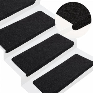 Selvklebende trappematter 15 stk 65x24,5x3,5 cm svart