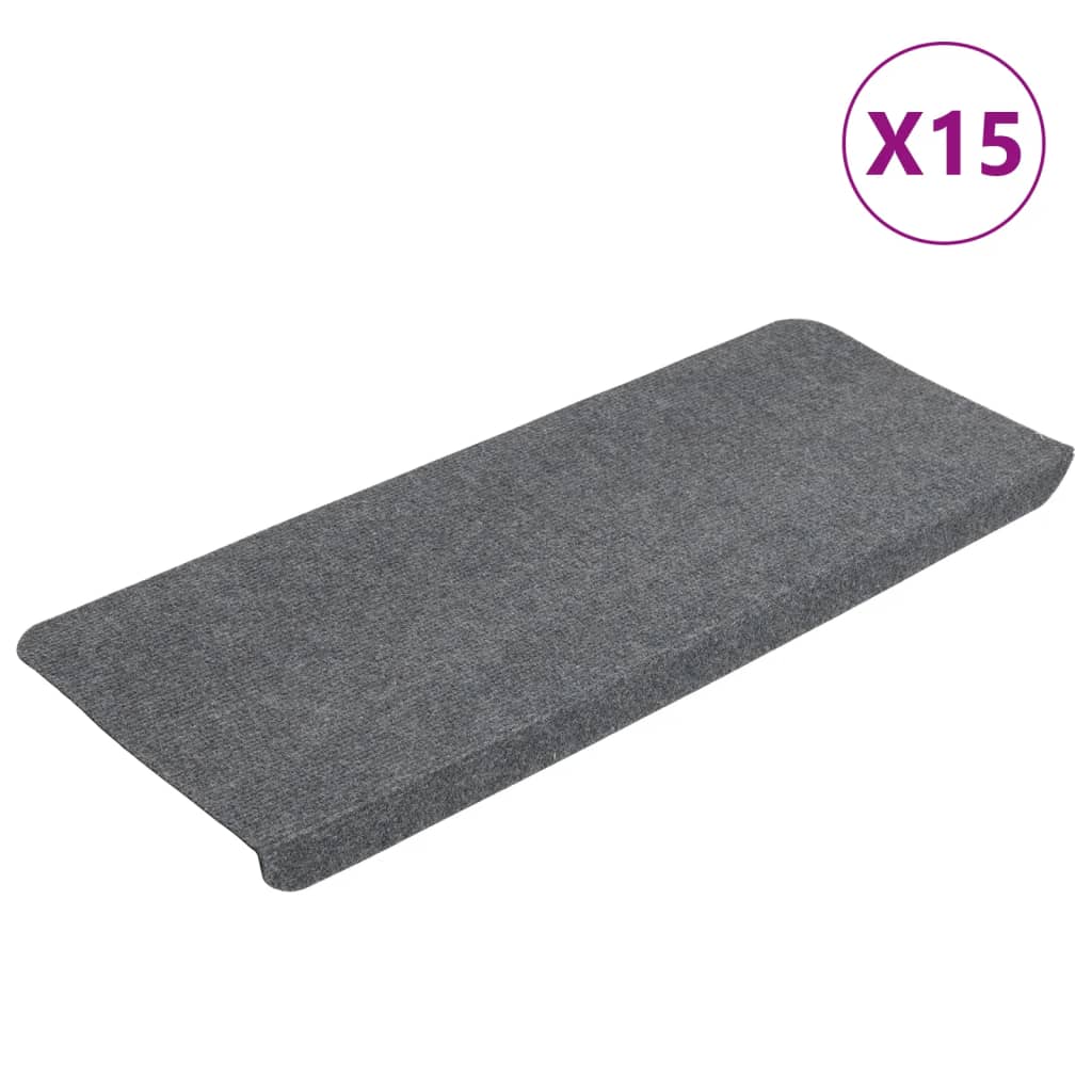 Selvklebende trappematter 15 stk 65x24,5x3,5 cm grå
