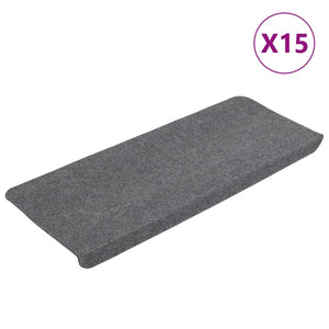 Selvklebende trappematter 15 stk 65x24,5x3,5 cm grå