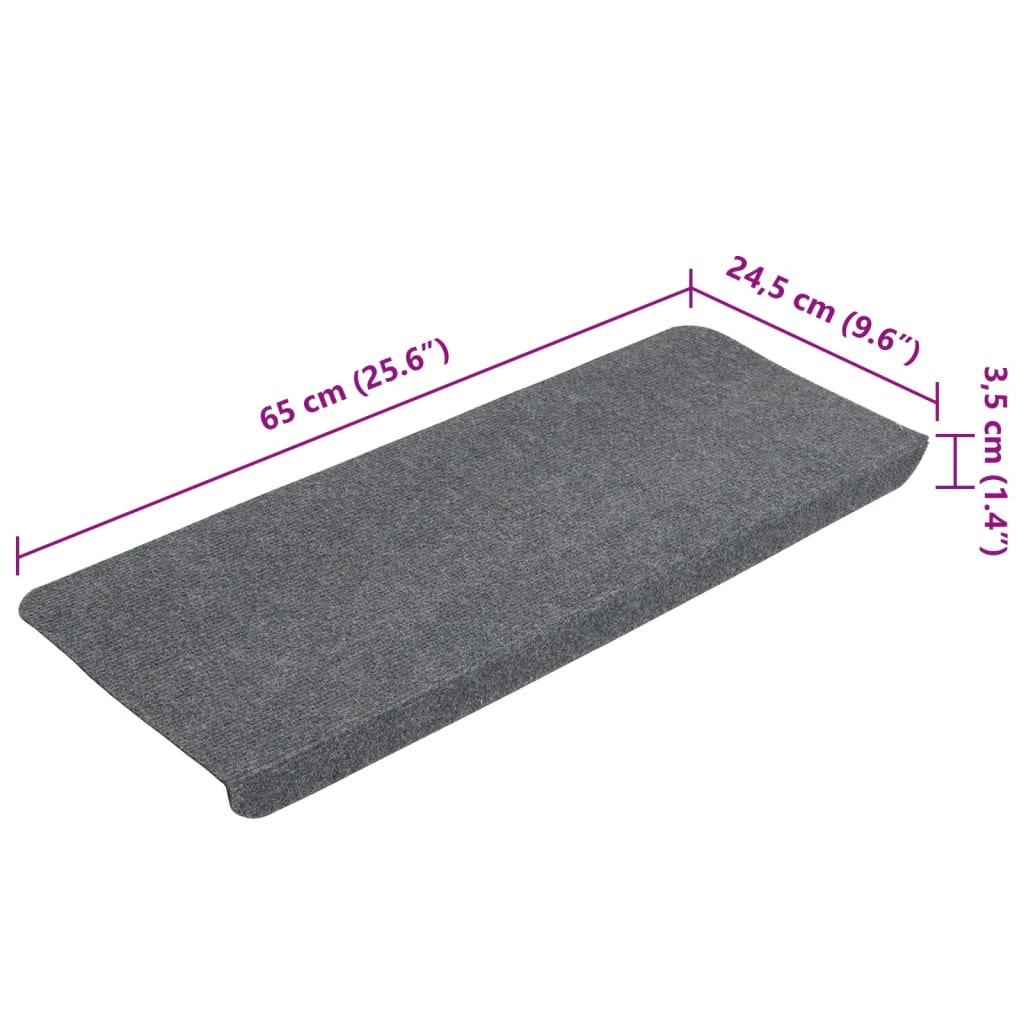 Selvklebende trappematter 15 stk 65x24,5x3,5 cm grå