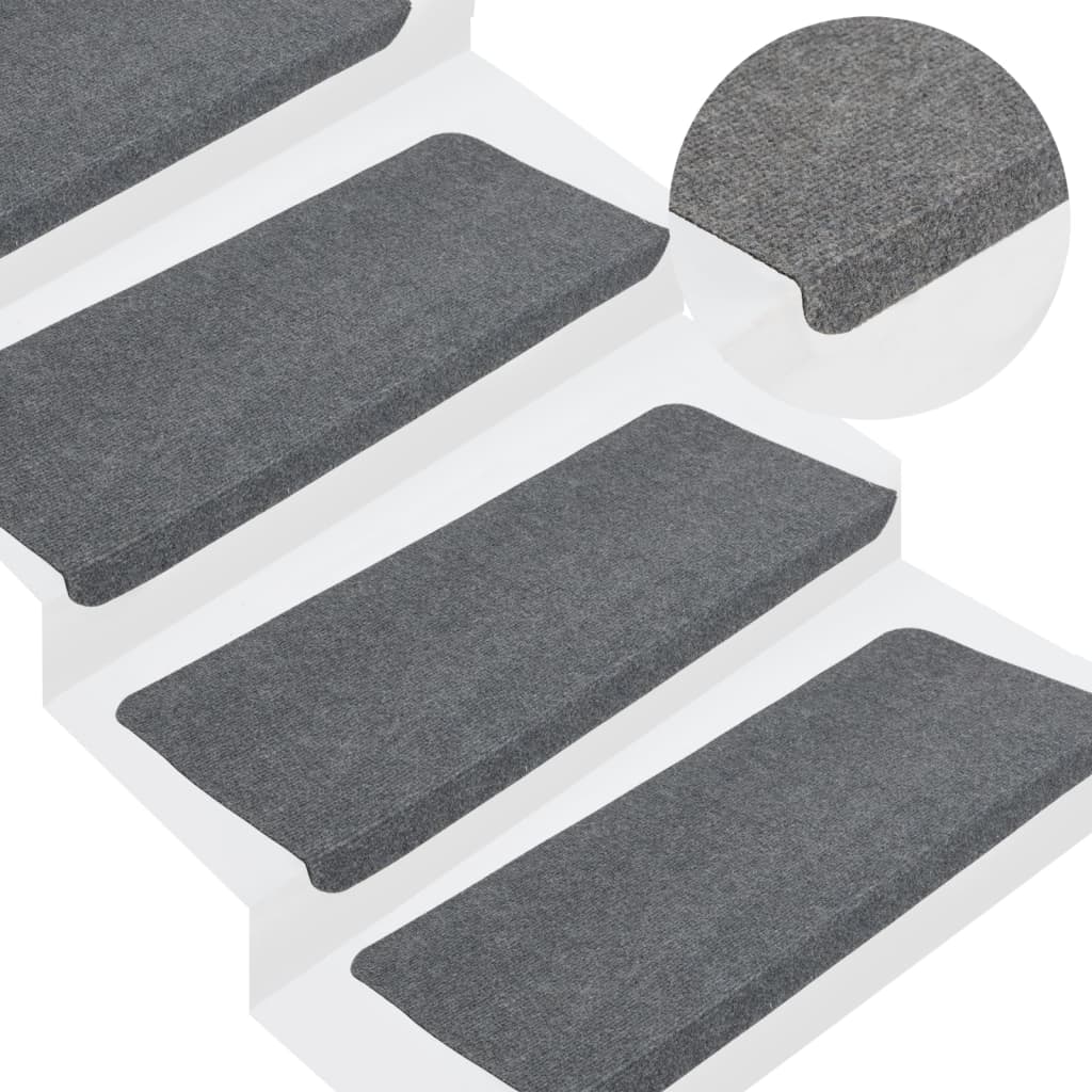 Selvklebende trappematter 15 stk 65x24,5x3,5 cm grå