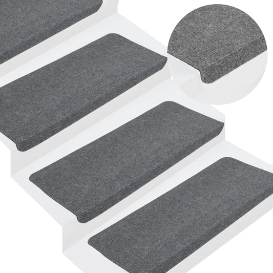 Selvklebende trappematter 15 stk 65x24,5x3,5 cm grå