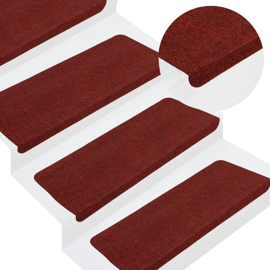 Selvklebende trappematter 15 stk 65x24,5x3,5 cm rød
