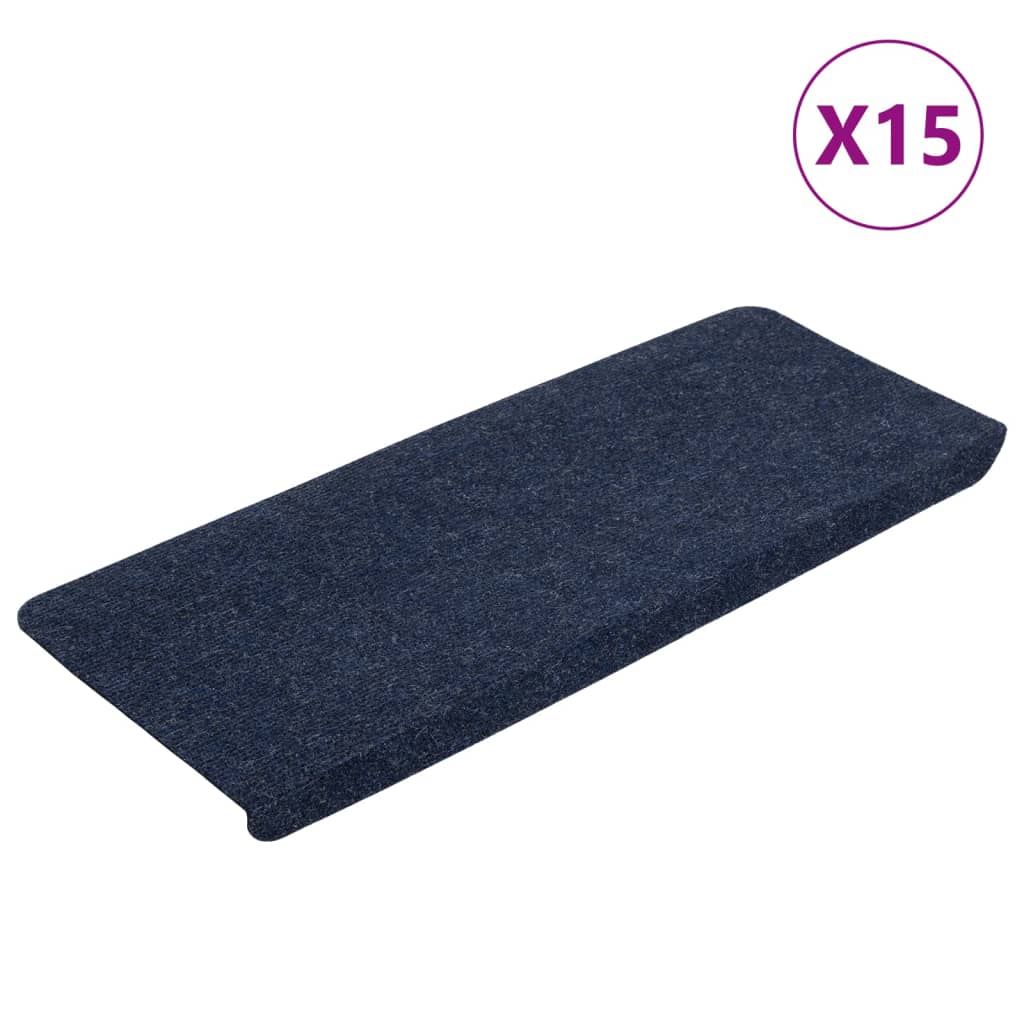 Selvklebende trappematter 15 stk 65x24,5x3,5 cm blå