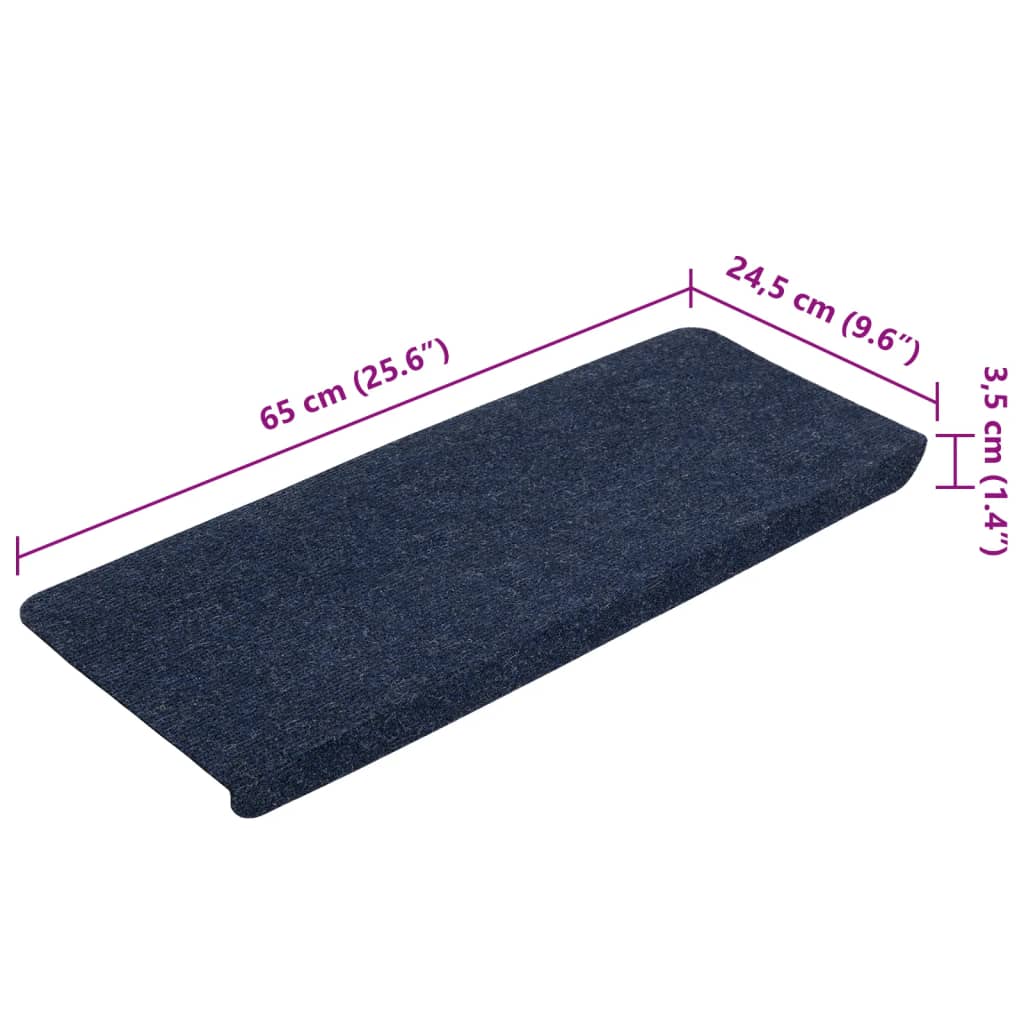 Selvklebende trappematter 15 stk 65x24,5x3,5 cm blå