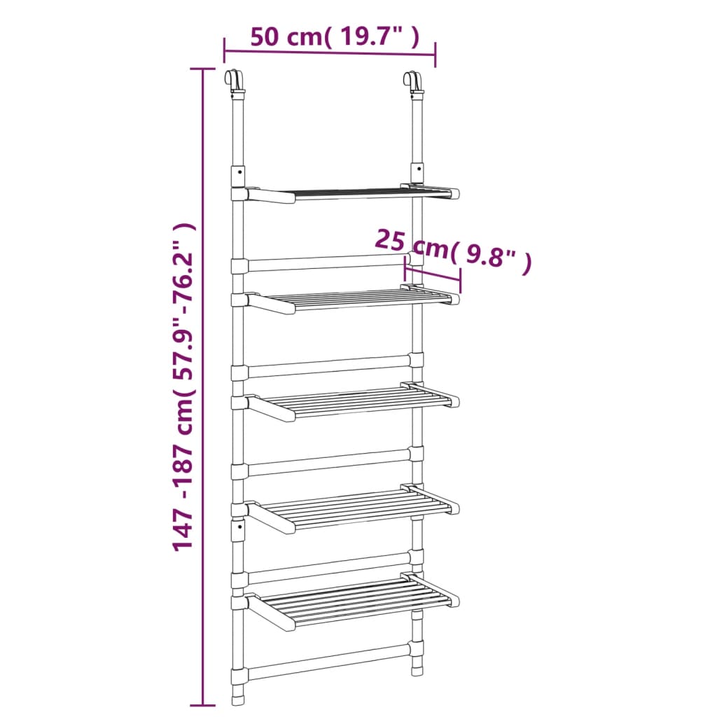 Hengende tørkestativ med 5 etasjer aluminium
