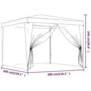 Festtelt med 4 sidevegger av netting grønn 3x3 m HDPE
