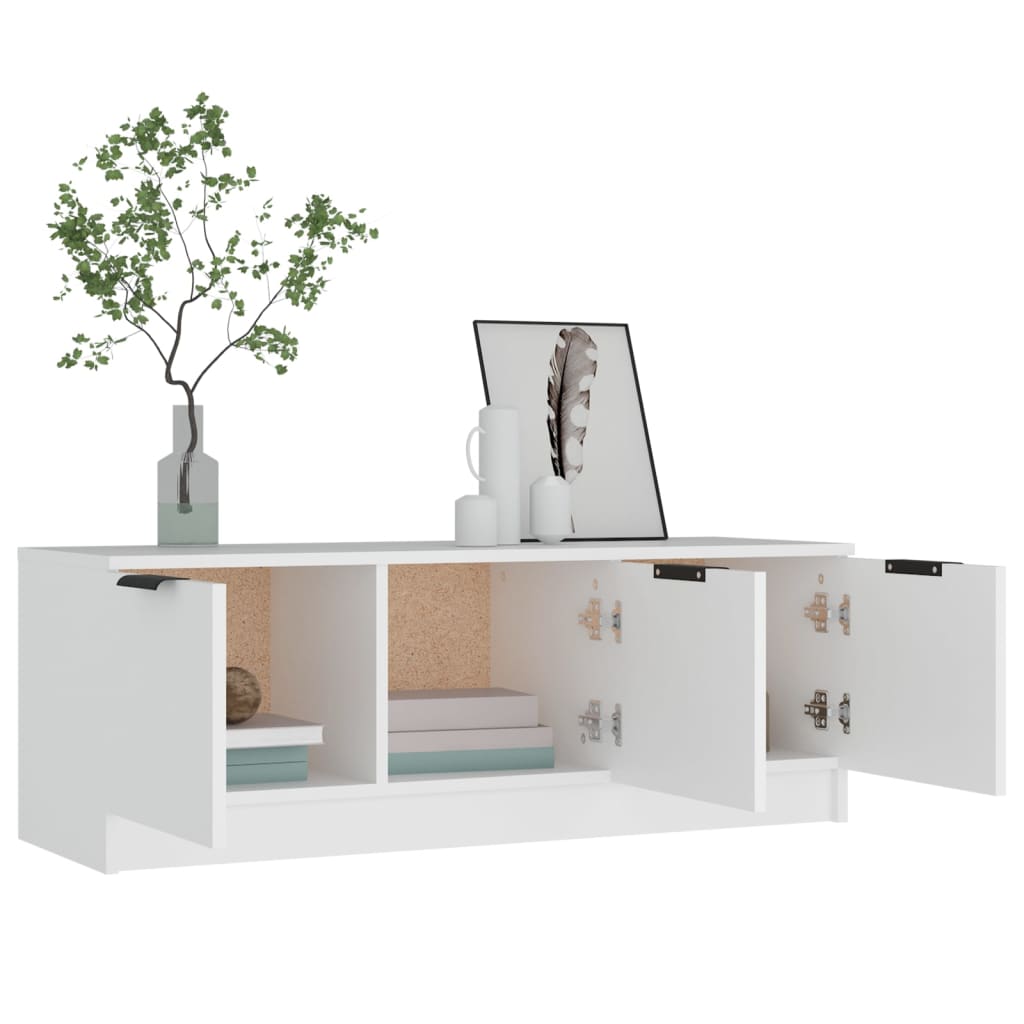 TV bench white 102x35x36.5 cm engineered wood