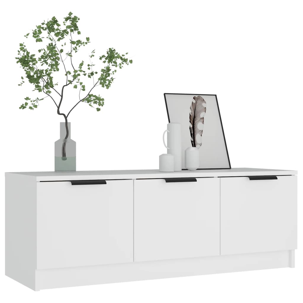 TV bench white 102x35x36.5 cm engineered wood