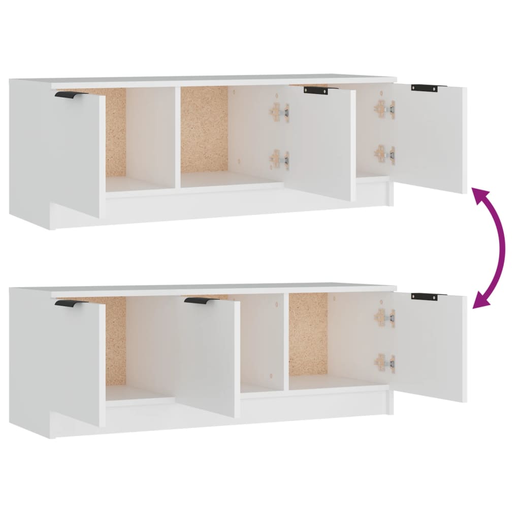 TV bench white 102x35x36.5 cm engineered wood