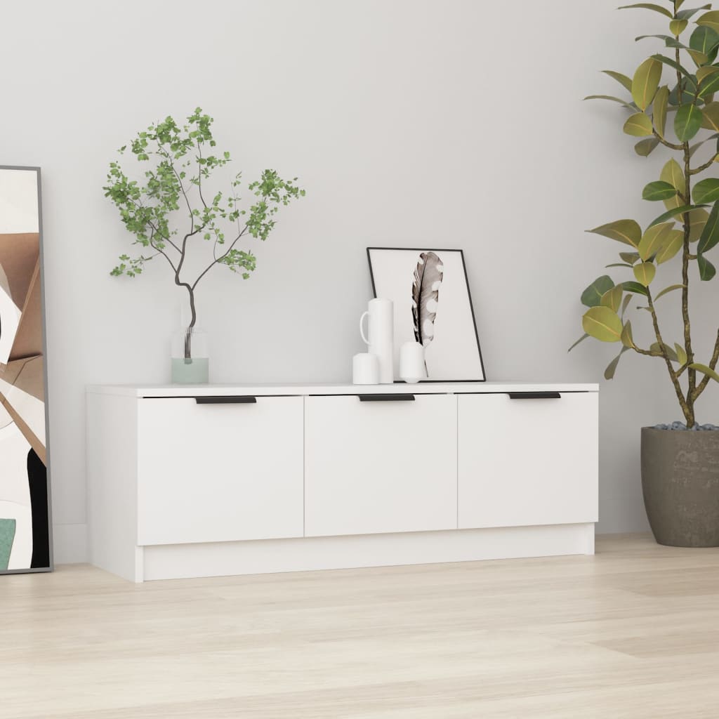 TV bench white 102x35x36.5 cm engineered wood
