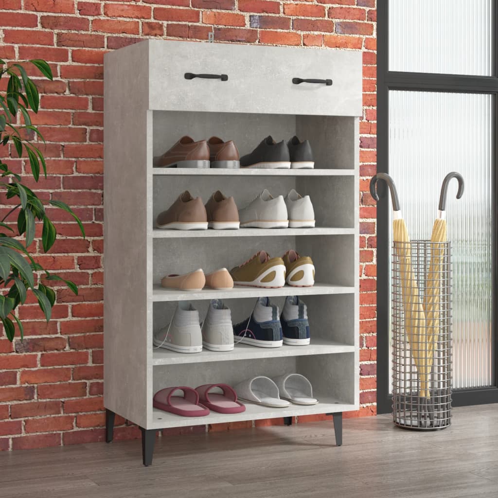 Skoskap betonggrå 60x35x105 cm konstruert tre