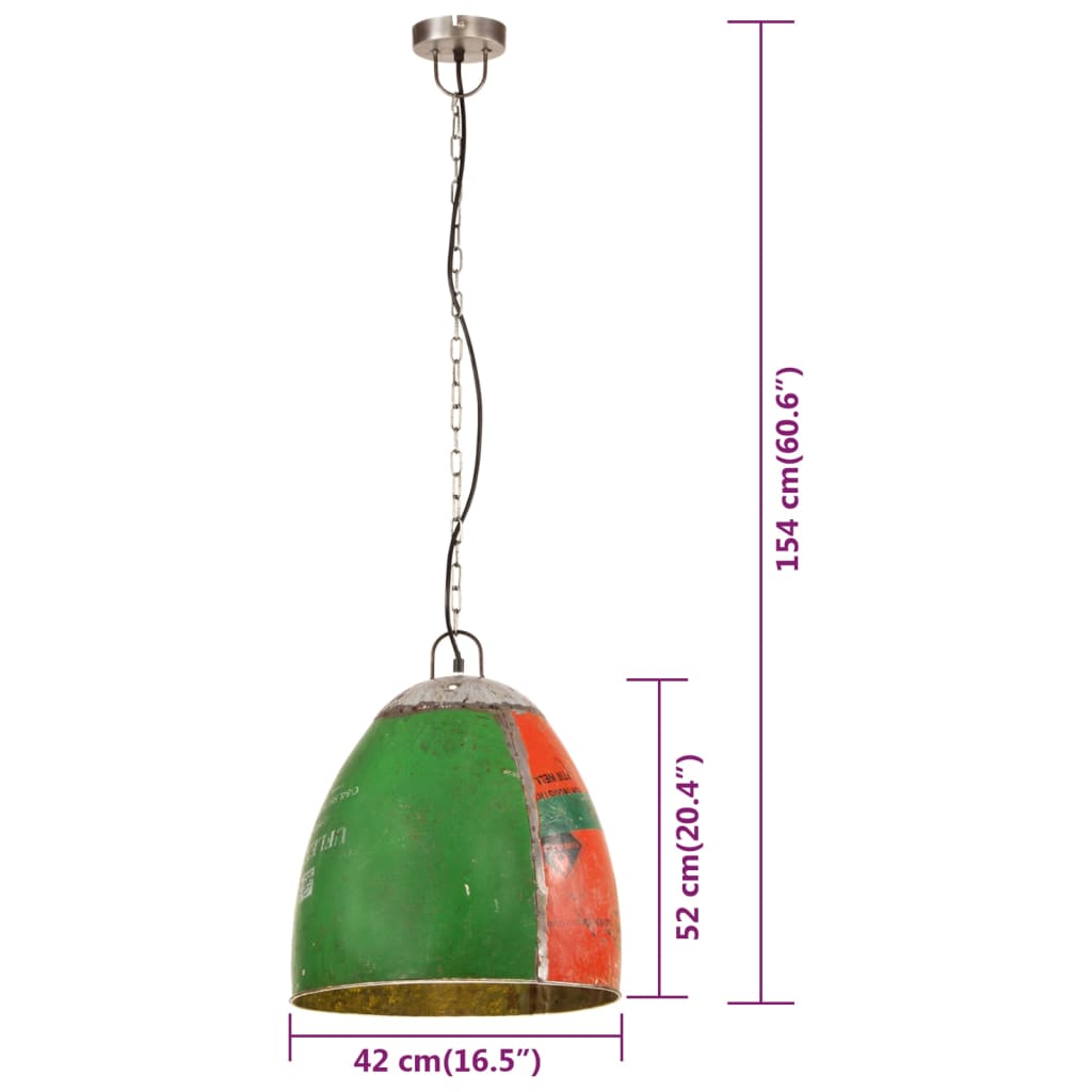 Industriell hengelampe 25 W flerfarget rund 42 cm E27