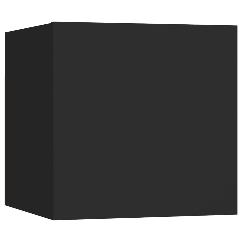 TV cabinet set 8 pieces black engineered wood