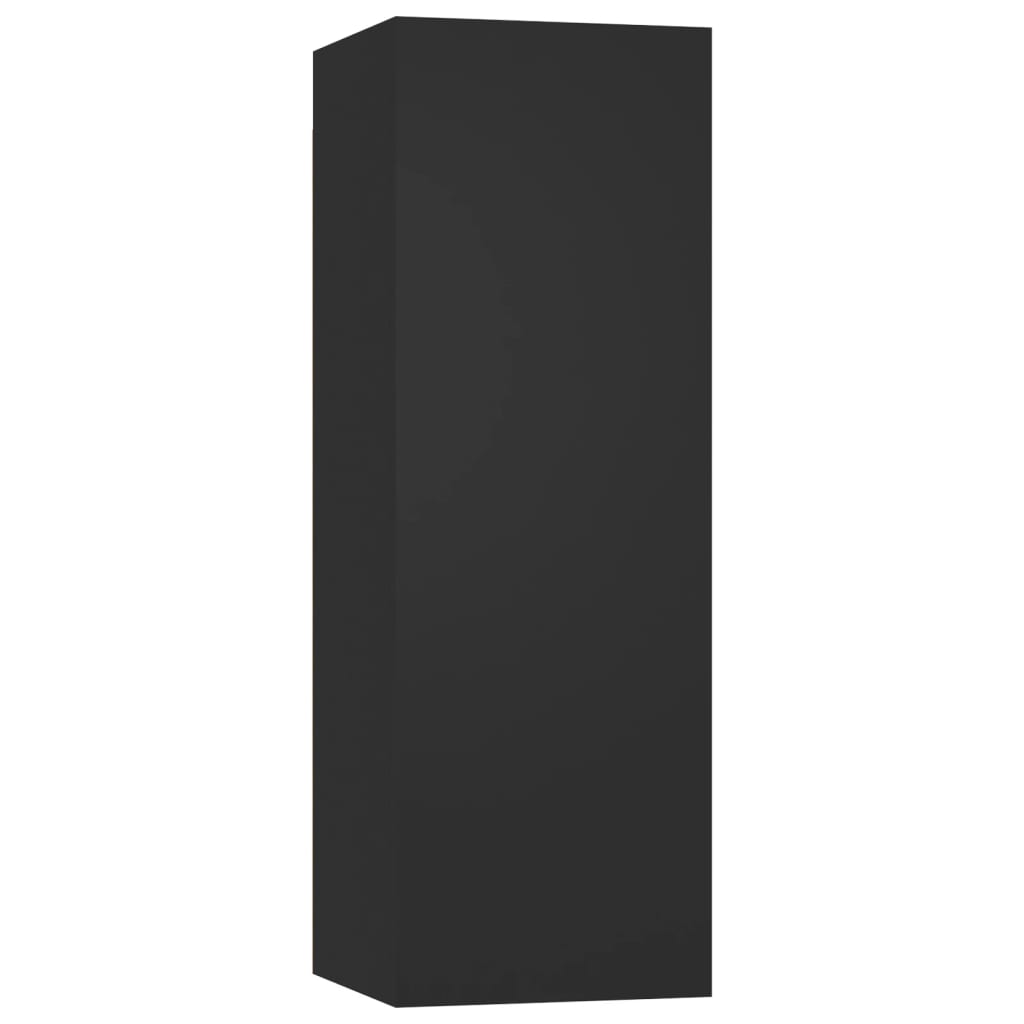 TV cabinet set 8 pieces black engineered wood