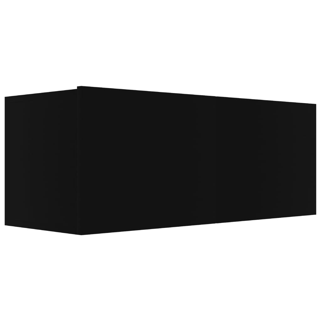 TV cabinet set 8 pieces black engineered wood