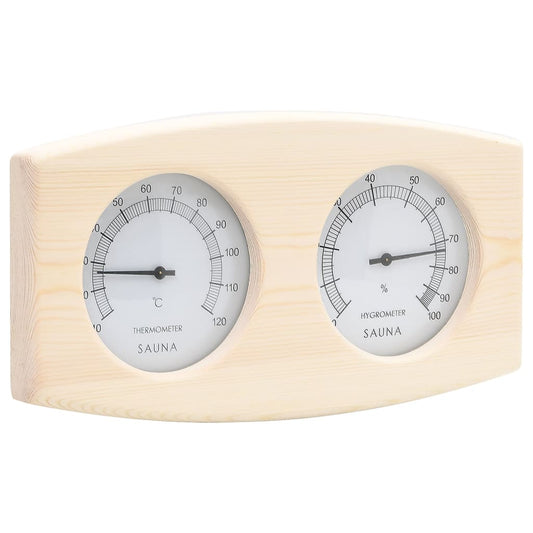 2-in-1 Hygrometer and hourglass for sauna solid pine wood