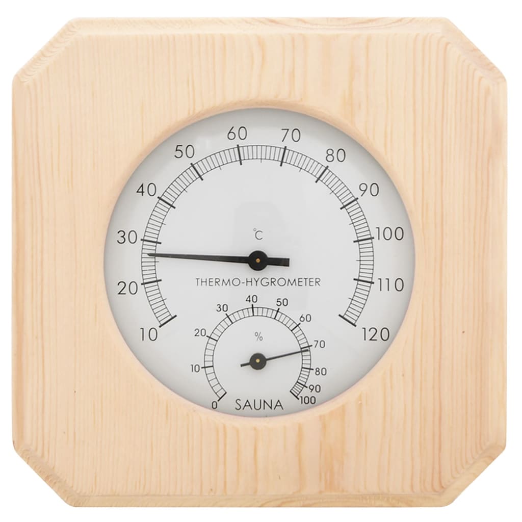 2-in-1 Hygrometer and hourglass for sauna solid pine wood