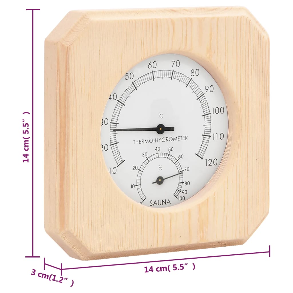2-in-1 Hygrometer and hourglass for sauna solid pine wood