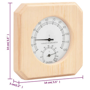 2-in-1 Hygrometer and hourglass for sauna solid pine wood