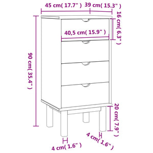 Kommode OTTA 45x39x90 cm heltre furu