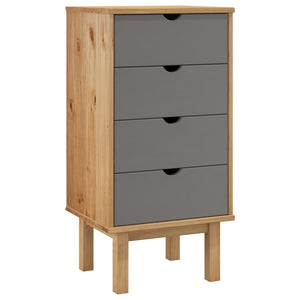 Chest of drawers OTTA brown and grey 45x39x90 cm solid pine wood