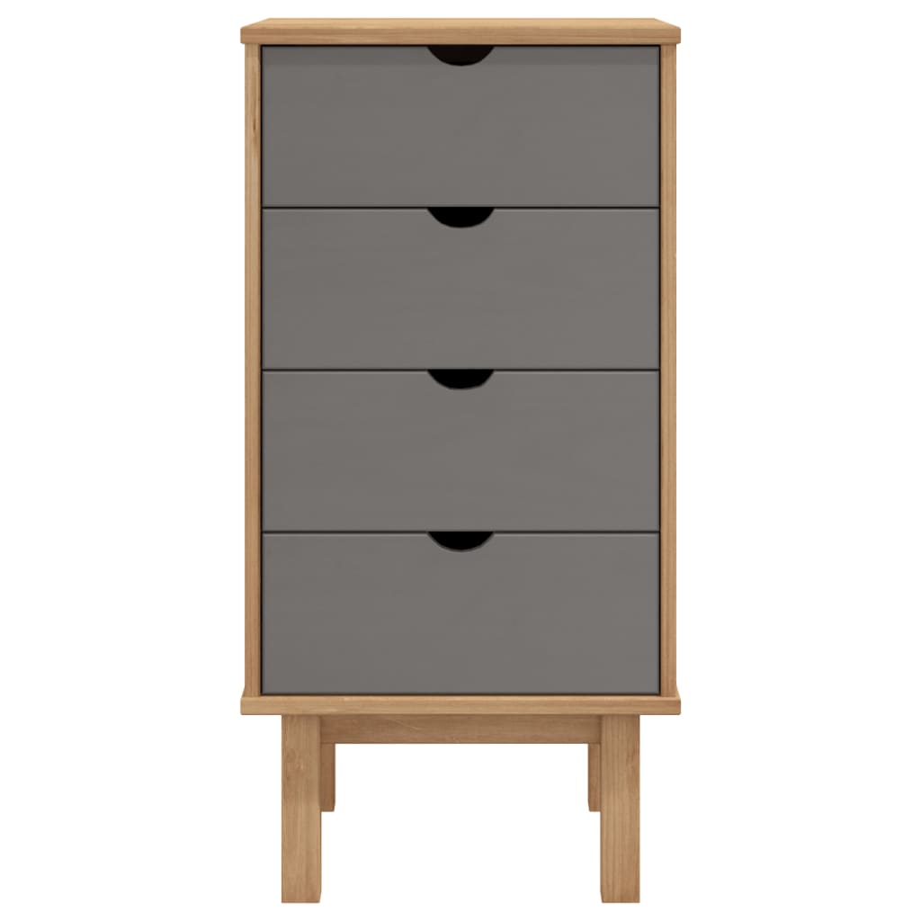 Chest of drawers OTTA brown and grey 45x39x90 cm solid pine wood