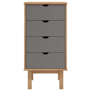 Chest of drawers OTTA brown and grey 45x39x90 cm solid pine wood