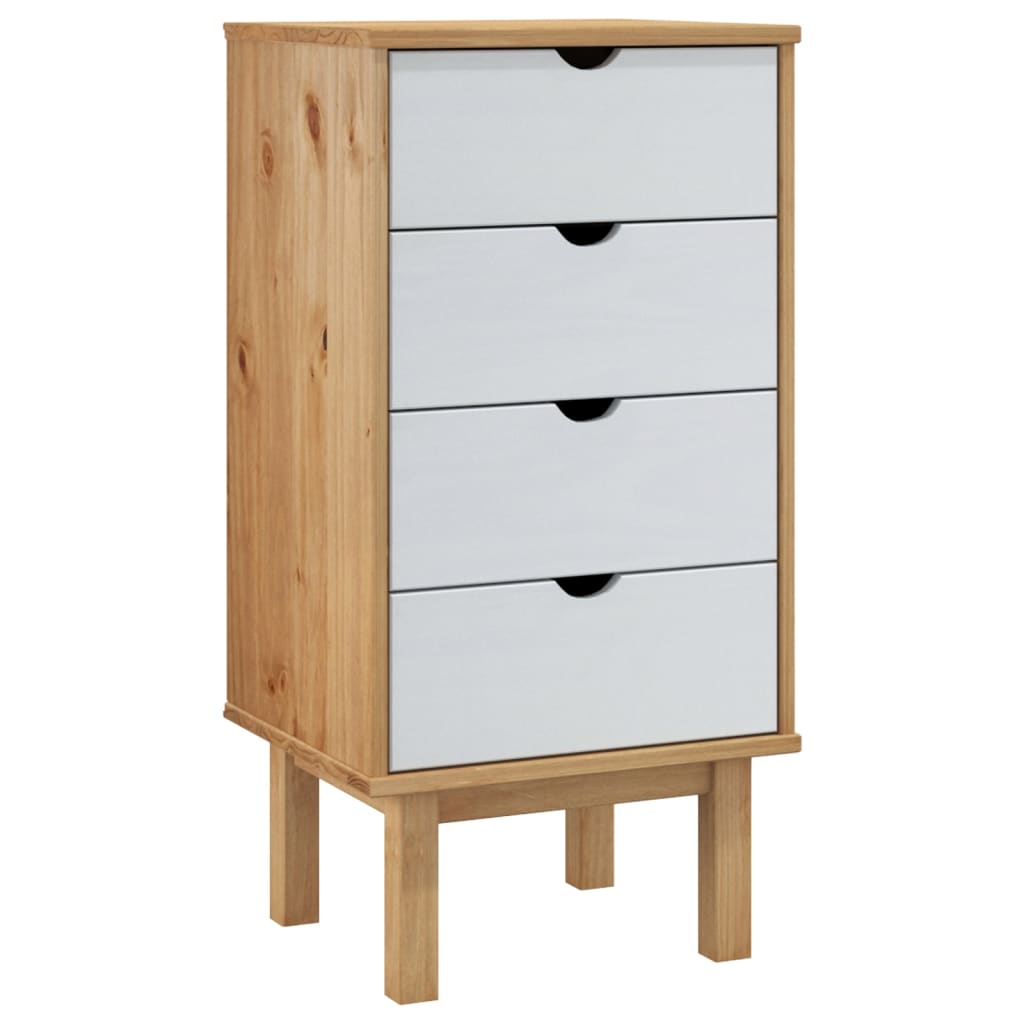 Kommode OTTA brun og hvit 45x39x90 cm heltre furu