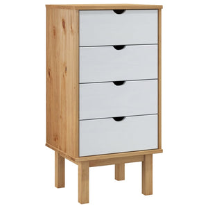 Kommode OTTA brun og hvit 45x39x90 cm heltre furu
