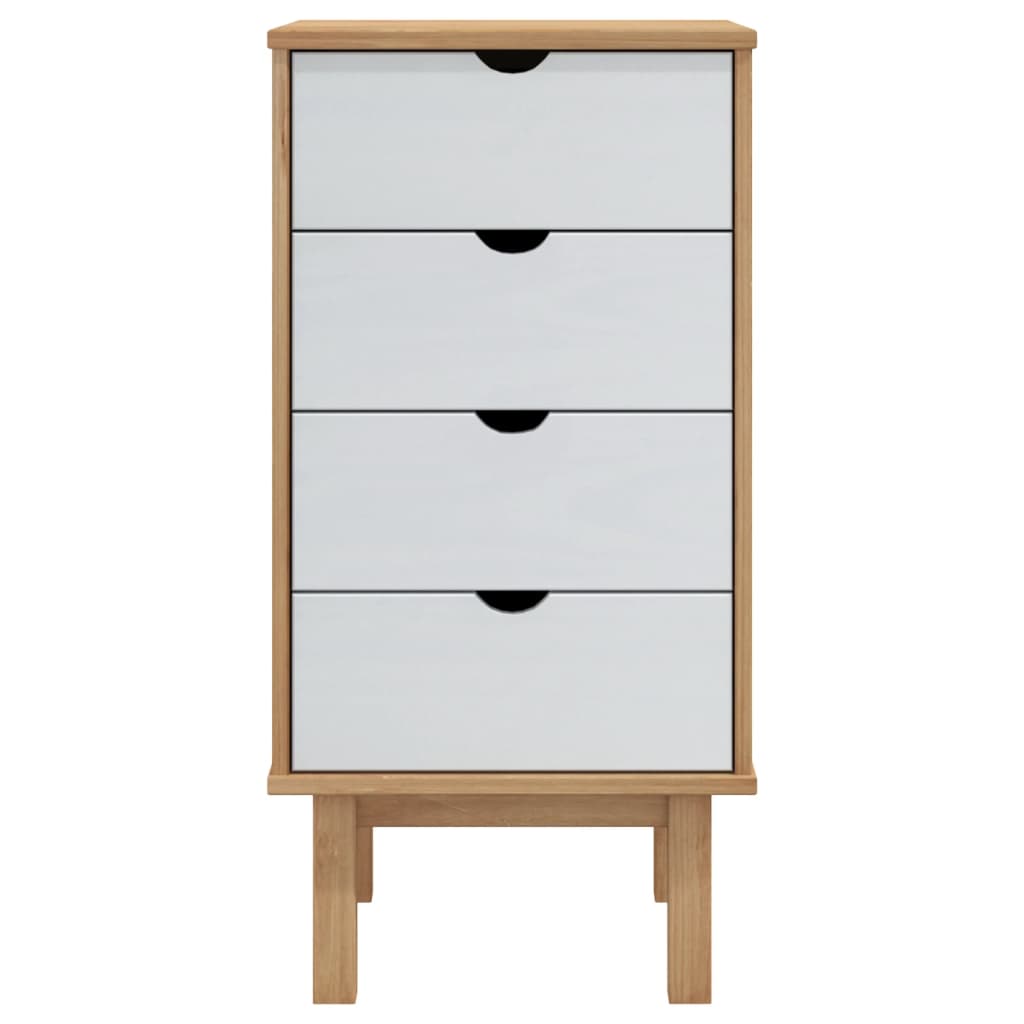 Kommode OTTA brun og hvit 45x39x90 cm heltre furu