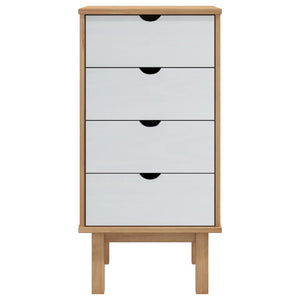 Kommode OTTA brun og hvit 45x39x90 cm heltre furu