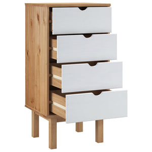 Kommode OTTA brun og hvit 45x39x90 cm heltre furu