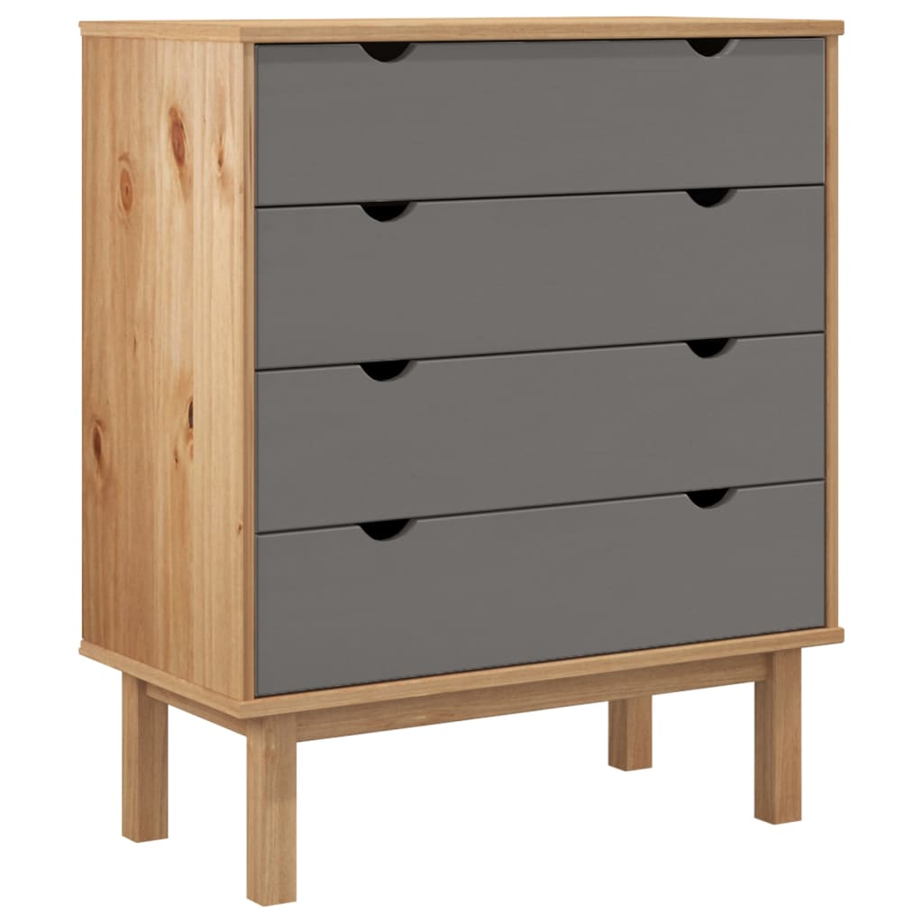 Kommode OTTA brun og grå 76,5x39,5x90 cm heltre furu