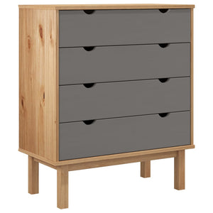 Kommode OTTA brun og grå 76,5x39,5x90 cm heltre furu