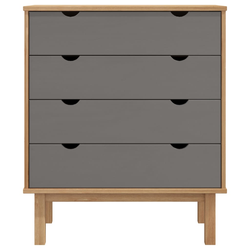 Kommode OTTA brun og grå 76,5x39,5x90 cm heltre furu